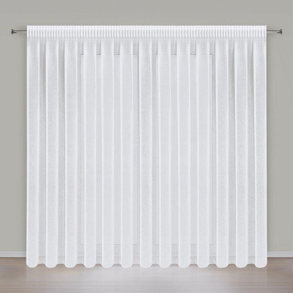 EUROFIRANY | Vorhang - 350 x 250 cm - weiße Gardine - mit Kräuselband