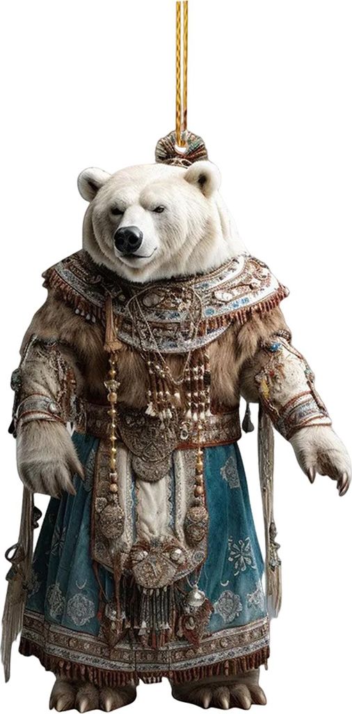 Eisbär-Weihnachtsbaumschmuck, niedlicher Bär, 2D-Acryl-Anhänger zum Aufhängen für Auto, Innenraum und Zuhause