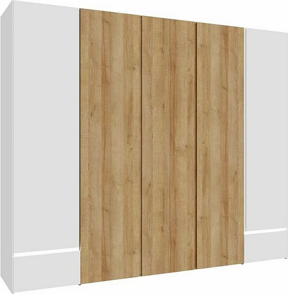 Furniture24 Kleiderschrank 250 x 210.5 x 54.2 cm LENNYBELARDO LNBS5511B 4-türiger Schlafzimmer Schrank 3 Kleiderstangen 2 Schubkästen Weiß/Weiß...