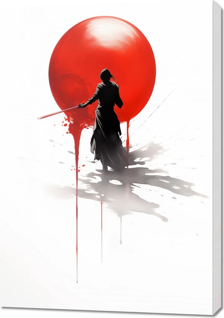 Déco Murale Samouraï Solitaire 70 x 100 cm - Ambiance Zen pour Salon