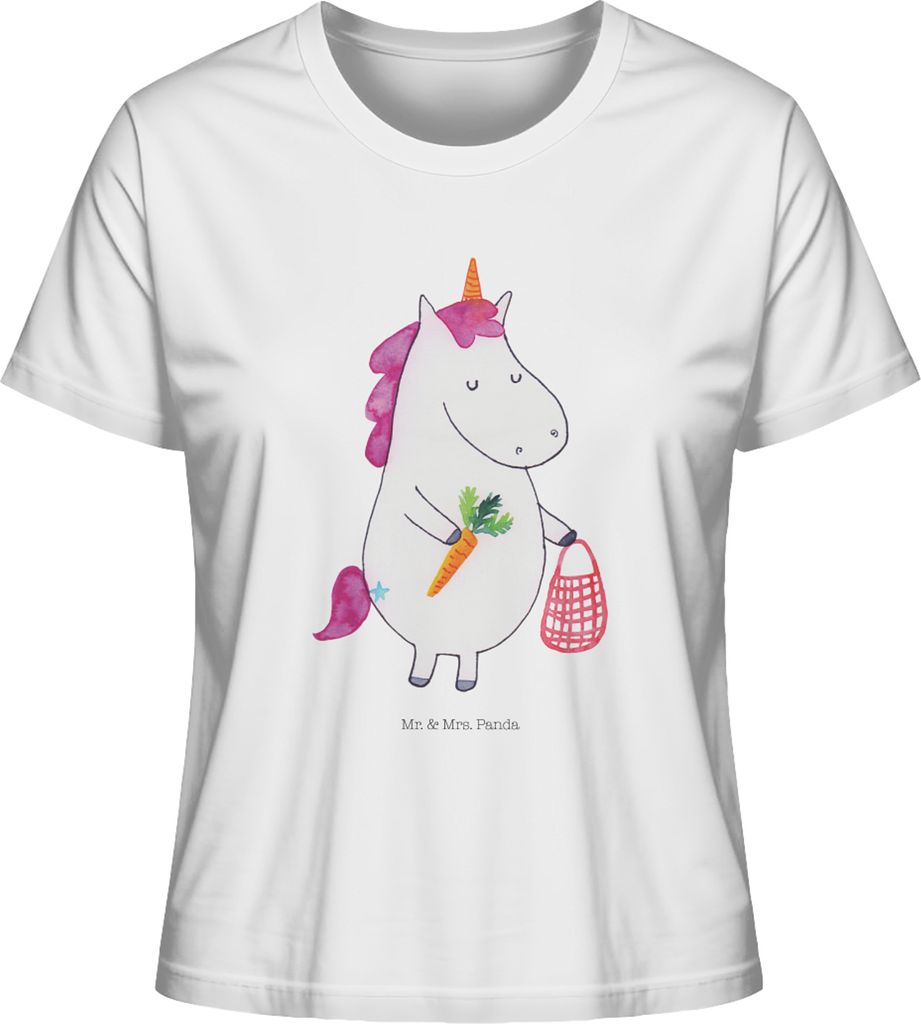 Mr. & Mrs. Panda T-Shirt für Frauen Einhorn Vegan Größe M - Weiß - Geschenk, damen shirt, Veganer, Gesund Leben, essen, Baumwoll, Rohkost, Kurz...