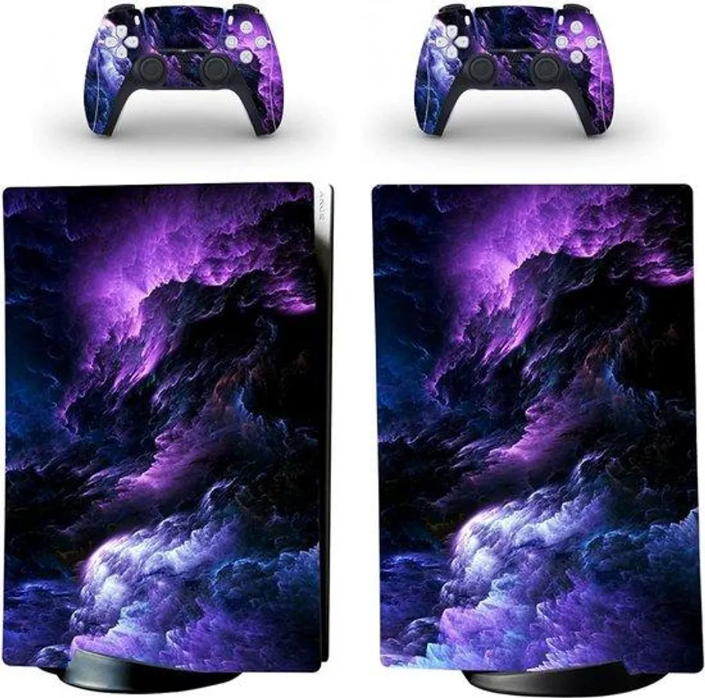 Film de Protection PS5 Digital et Skins de Manettes Tempête Pourpre