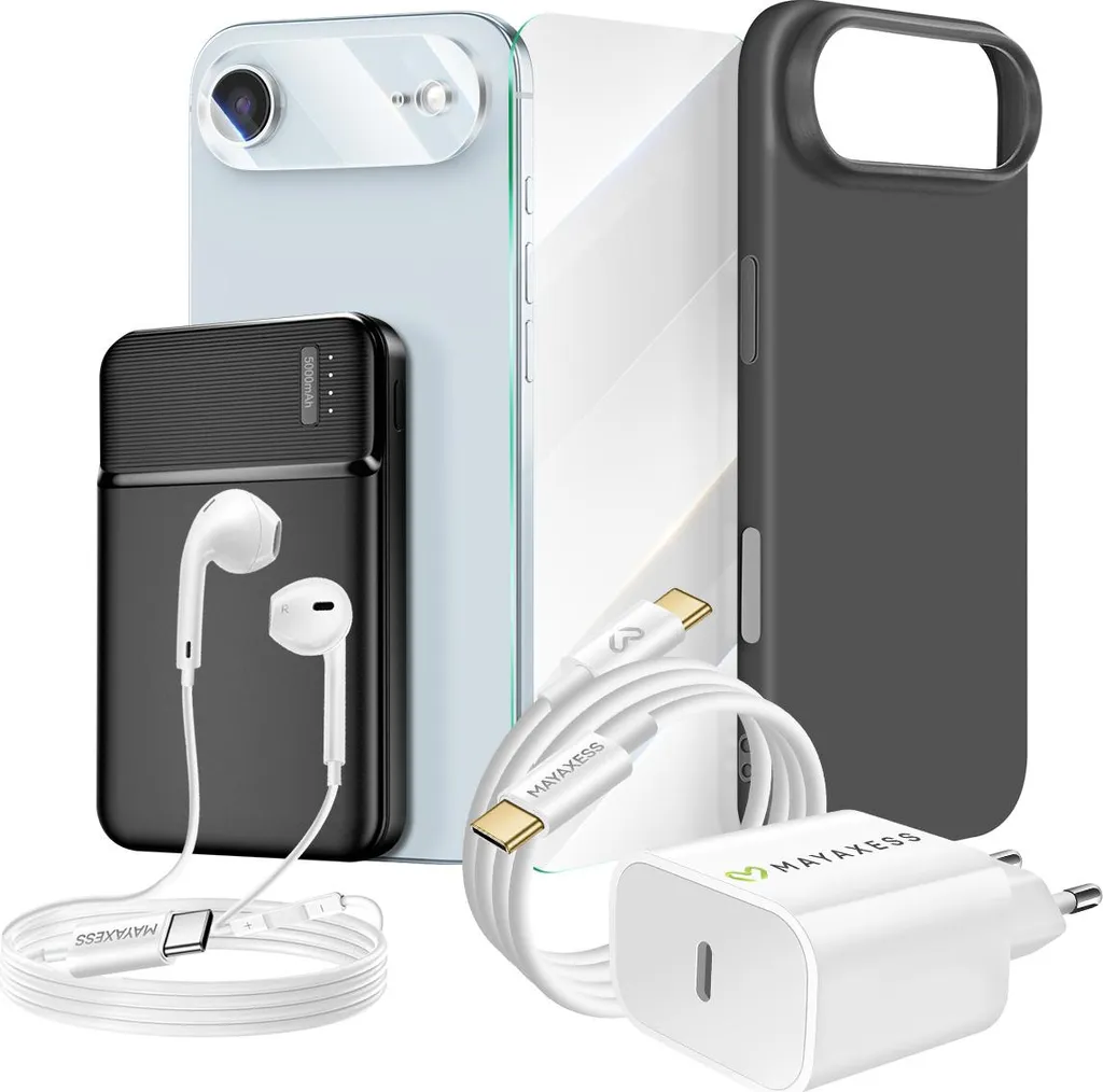 Kit Viaggio iPhone 17 Air Mayaxess - 7 Accessori Nero Anti-Urti