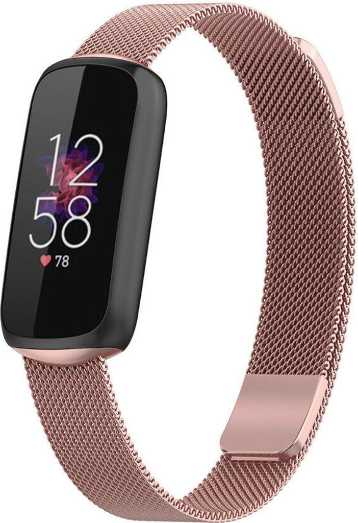 Strap-it Milanese Armband - Kompatibel mit Fitbit Luxe Armband Ersatzarmband Edelstahl - Magnetverschluss - Hochwertiges Material - für Armband Rosa