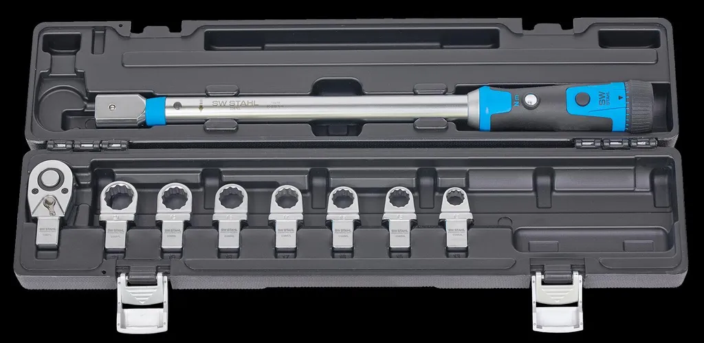 Clé dynamométrique 40-200 Nm avec cliquet 1/2 et 7 embouts