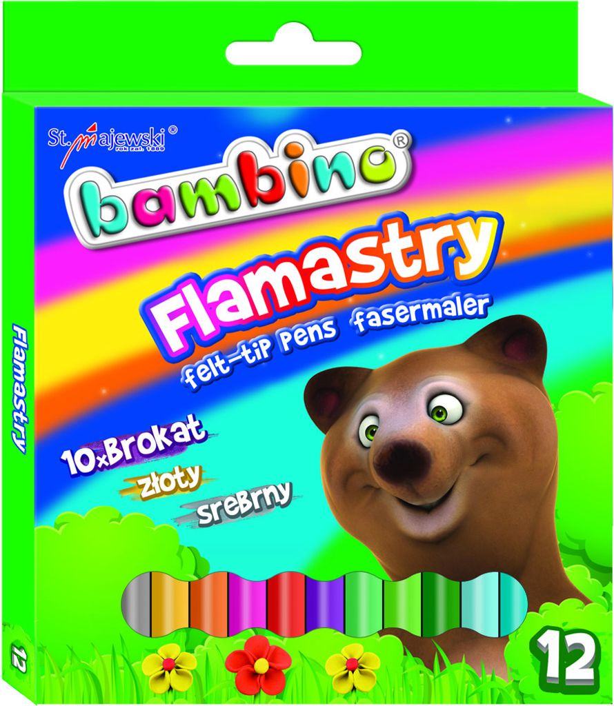 Flamastry brokatowe 12 kolorów BAMBINO