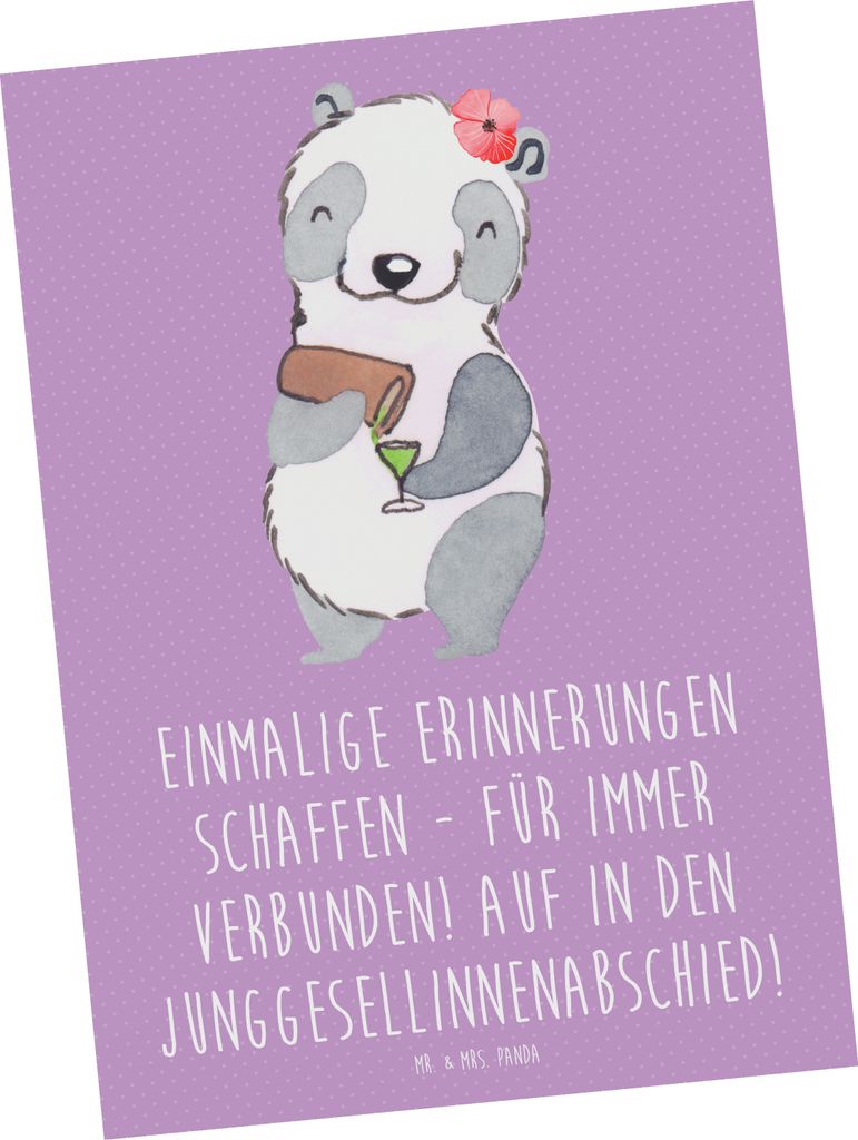 Mr. & Mrs. Panda Postkarte Junggesellinnenabschied Erinnerungen - Lavendeltraum - Geschenk, Heirat, Ansichtskarten, Heiraten, individuell, einzigar...