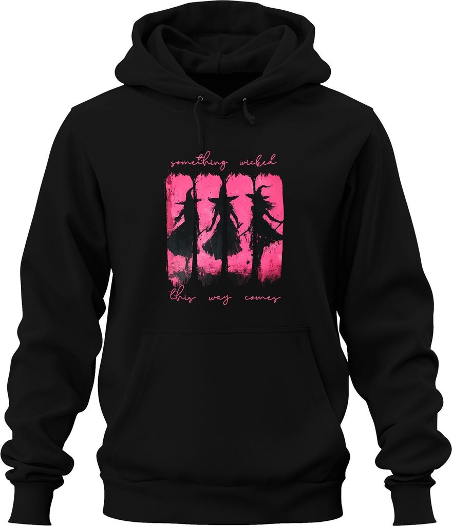 Something Wicked This Way Halloween Hexe Hexen Pink Grunge Gothic Uni Hoodie Kapuzenpullover, Schwarz, 3XL
