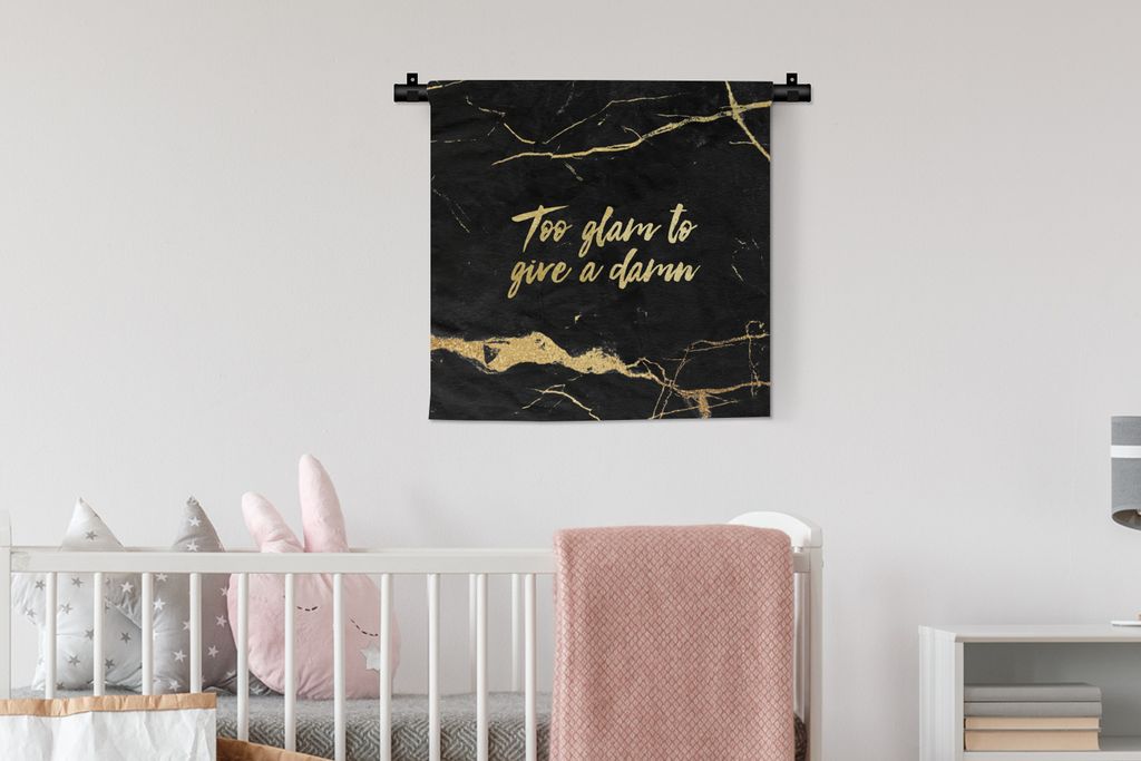 MuchoWow Wandteppich Wandbehang Zitat - Sprichwörter - Gold - Marmor 60x60 cm Tapisserie Dekoration Wandtuch - Dekorationen - Wand Decke