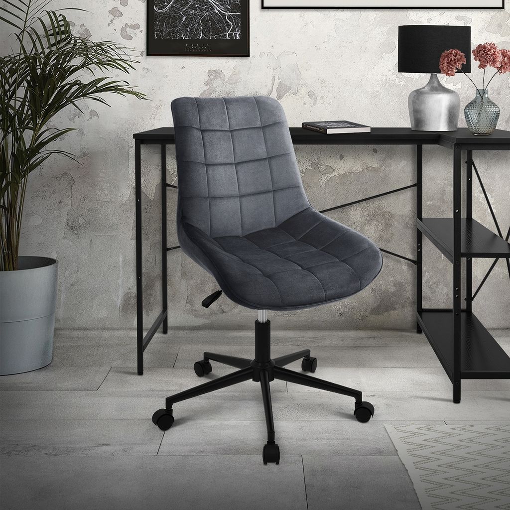 ML-Design Bürostuhl Grau aus Samt Metallgestell Produktbild 
