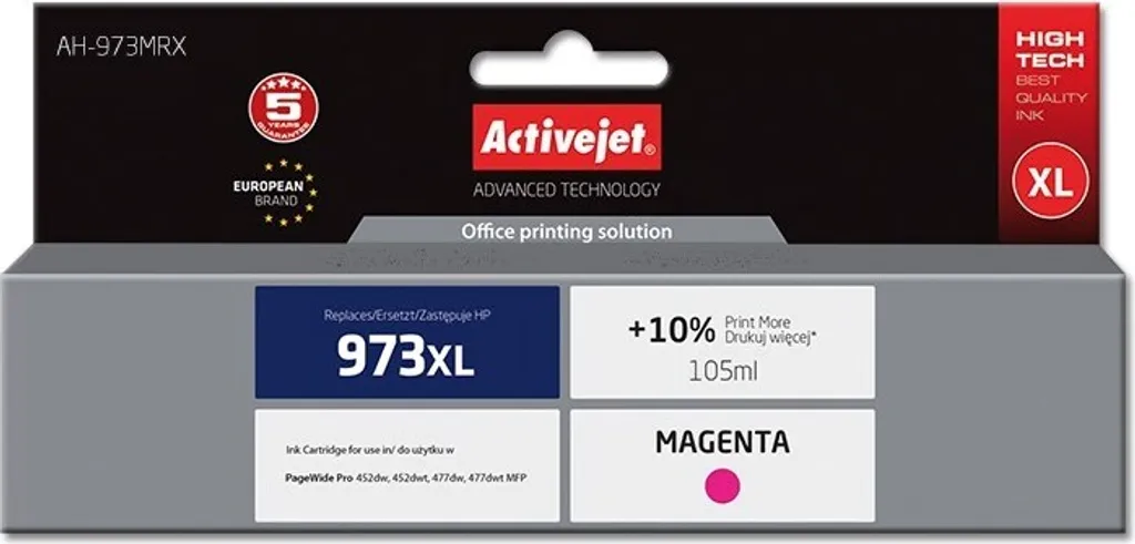 Cartouche Magenta Activejet AH-973MRX : fini les pannes de HP 973XL