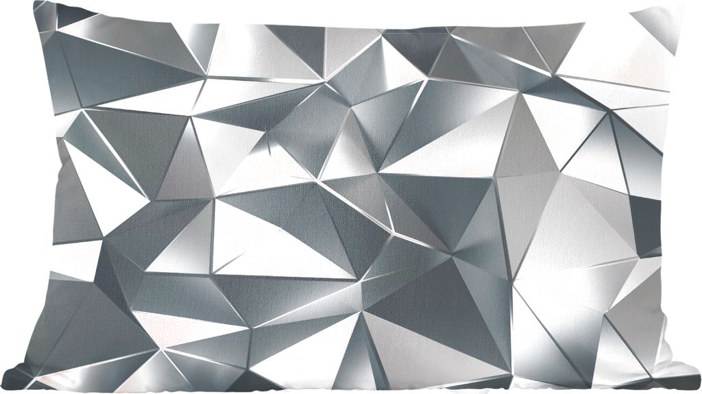 MuchoWow Zierkissen Sofakissen Wohnzimmer Dekokissen 50x30 cm 3D - Abstrakt - Silber - Wohnzimmerdekoration - Polster mit Photo