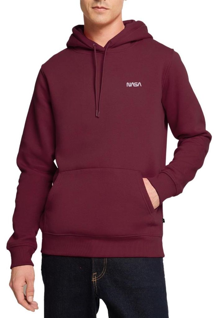 Spreadshirt Nasa Logo Klein Weiß Stick Herren Premium Hoodie, 4XL, Burgunderrot