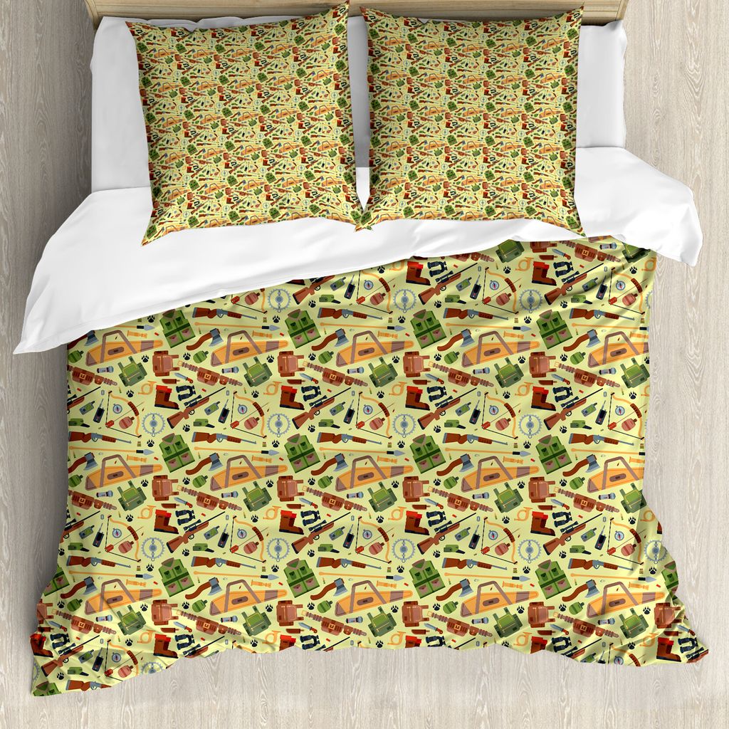 ABAKUHAUS Wild jagen Bettbezug Set für Einzelbetten, Outdoor Camp Bogenschießen, Milbensicher Allergiker geeignet mit Kissenbezug, 200 cm x 200 c...