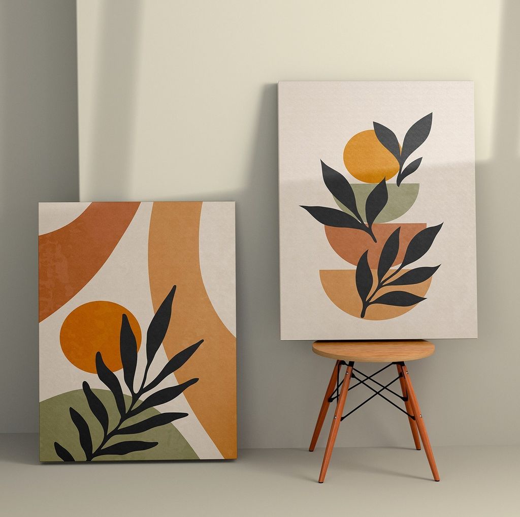 Wallity, 2KNV4271 - 50 x 70, Dekoratives Leinwandgemälde (2 Stück), Mehrfarbig, 100 % LEINWAND, 50 x 70 cm
