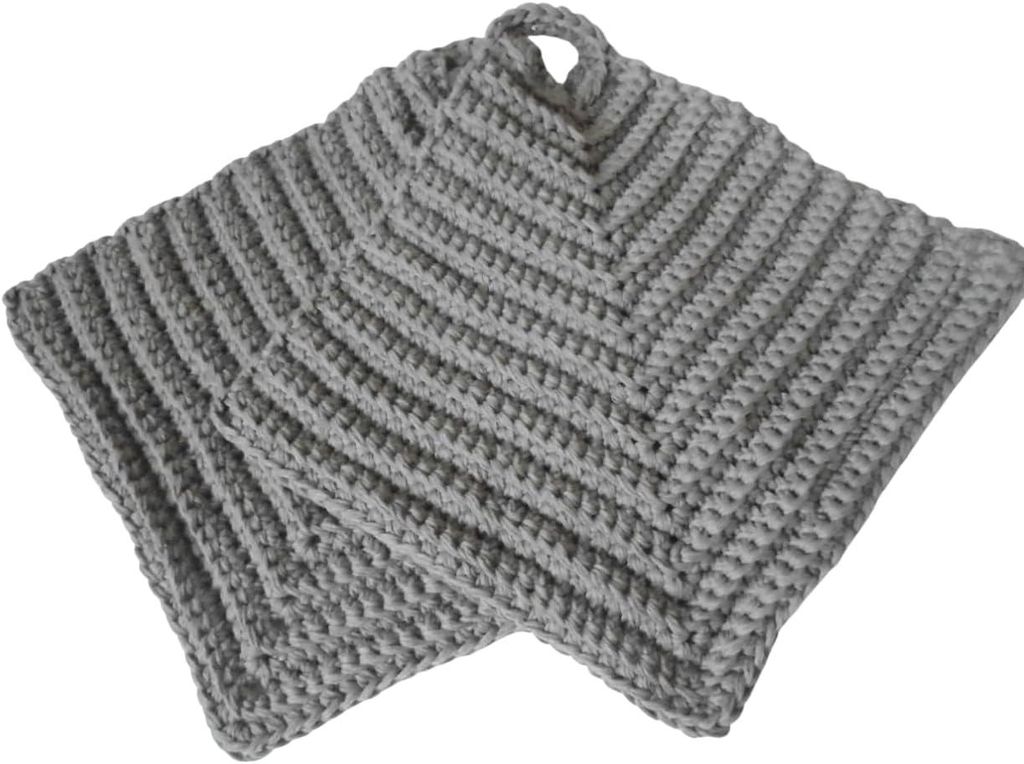 Gehäkelte Topflappen aus grauer Baumwolle Produktbild 