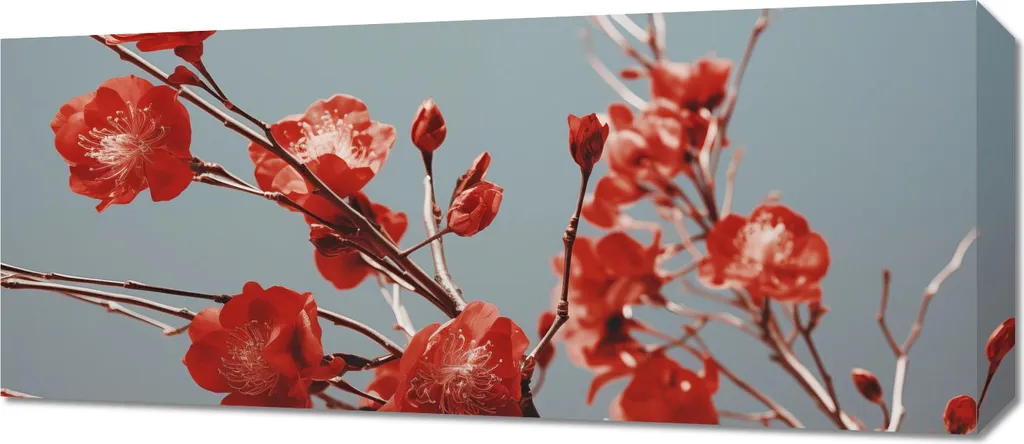 Tableau fleuri Printemps écarlate 70x30 - Impression sur toile premium