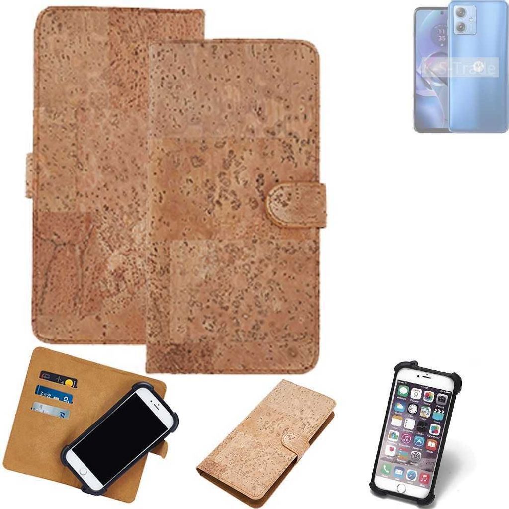 K-S-Trade Hülle kompatibel mit Motorola Moto G54 5G XT-2343-1 Kork Handyhülle Cover Schutzhülle TPU Case Bumper in Hellbraun, (1x)