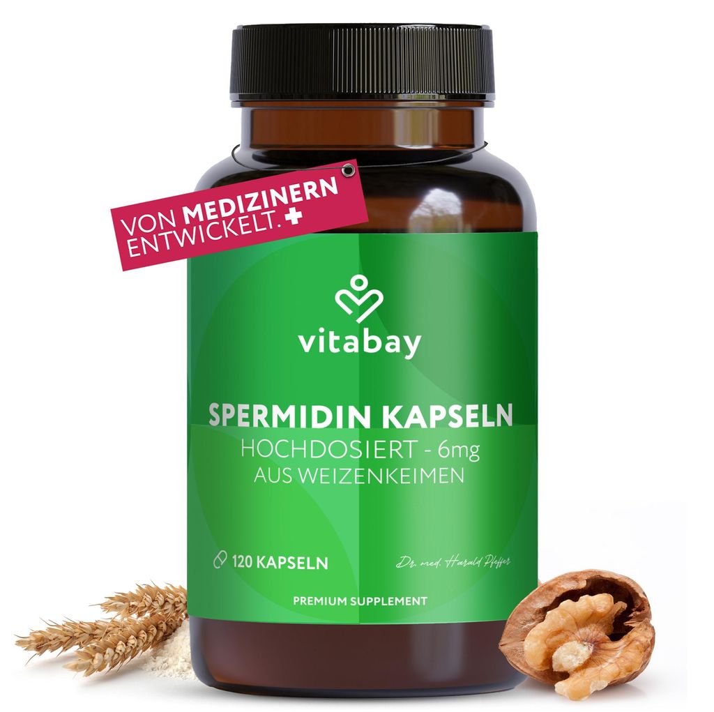 Vitabay Spermidin 6 mg – 120 vegane Kapseln – hochdosiert - Produktbild 
