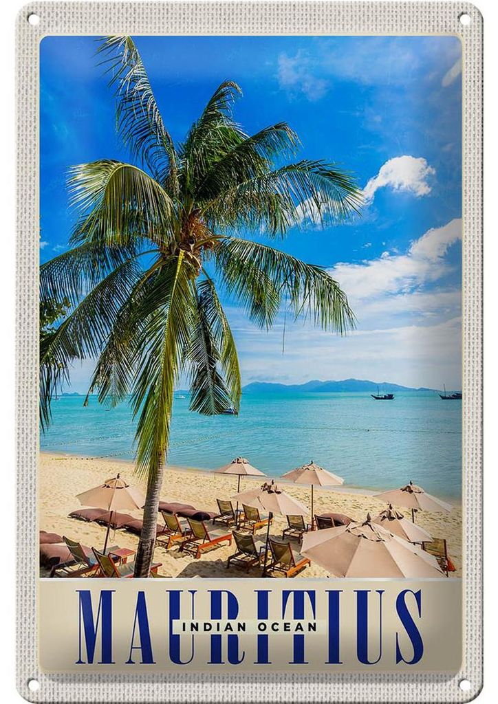 Blechschild Reise 20x30cm Mauritius Indischer Ozean Insel