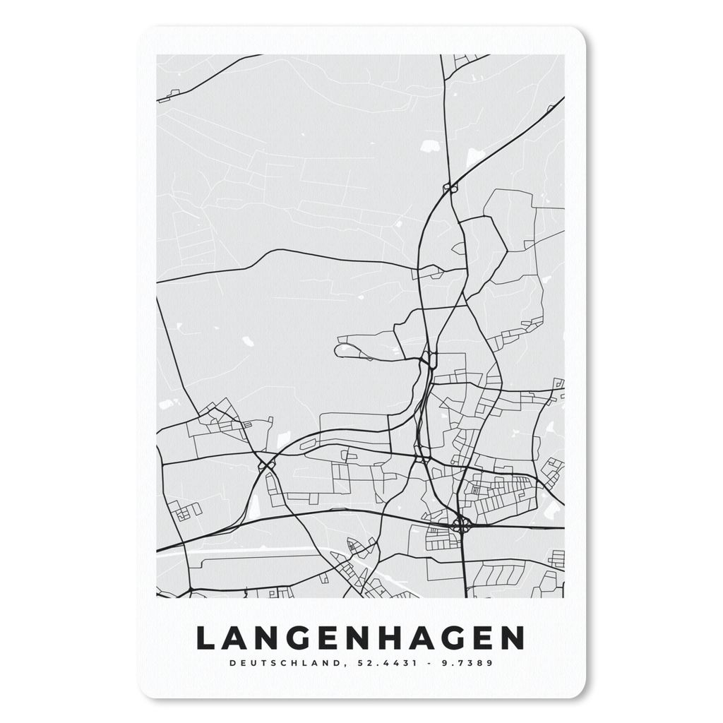 MuchoWow Mauspad Mousepad Langenhagen - Karte - Deutschland - Stadtplan 18x27 cm - Mousepads - Maus Mat - Pad - Mausunterlage