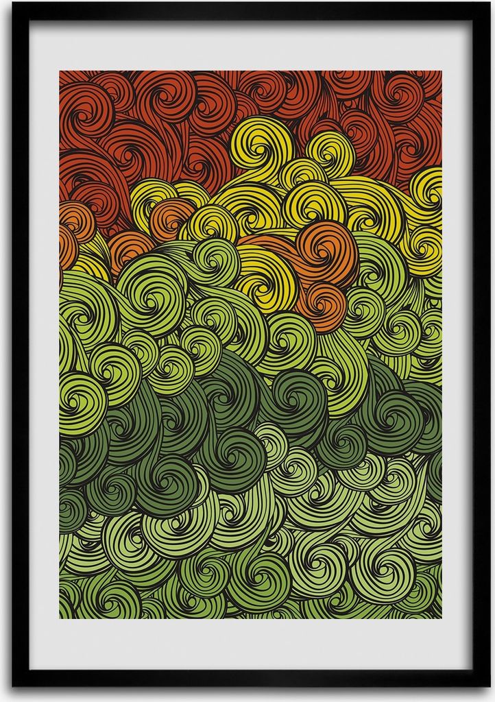 Bild - Bilderrahmen - 50 cm x 70 cm - MDF - Rahmen - Wandkunst Bunte Wellen