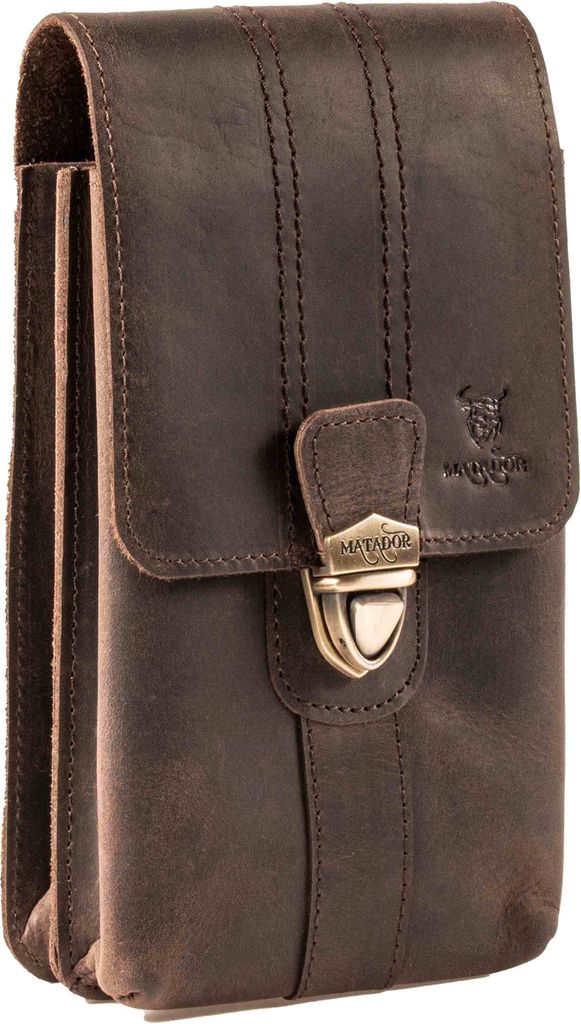 MATADOR Leder Hüfttasche MALAGA XXL Smartphone 7.5 Zoll Dunkel Braun