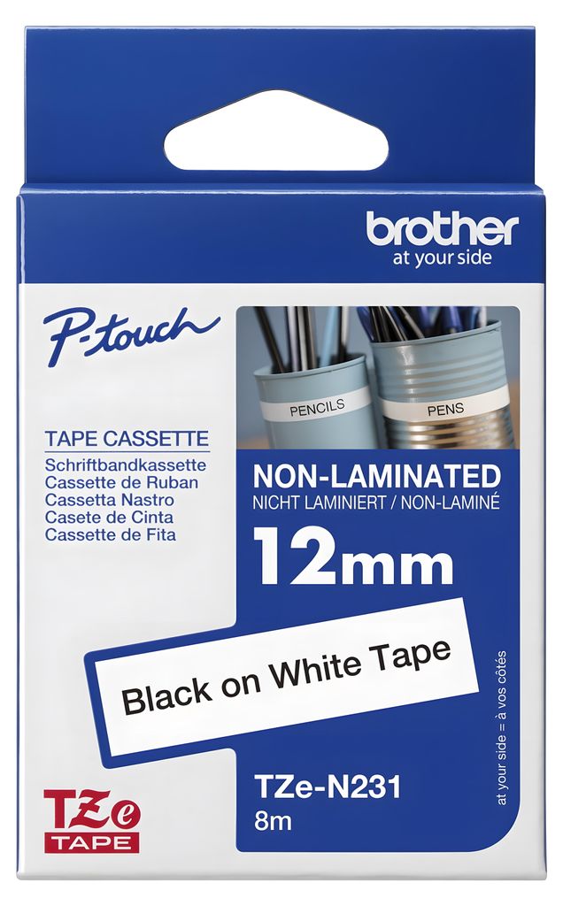 Brother Nastro non laminato nero su bianco Immagine del prodotto 