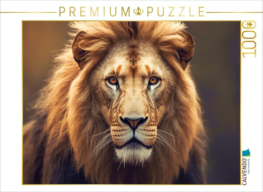 CALVENDO Puzzle Der Löwe, der Mut trotz Angst findet | 1000 Teile Lege-Größe 64x48cm Foto-Puzzle für glückliche Stunden