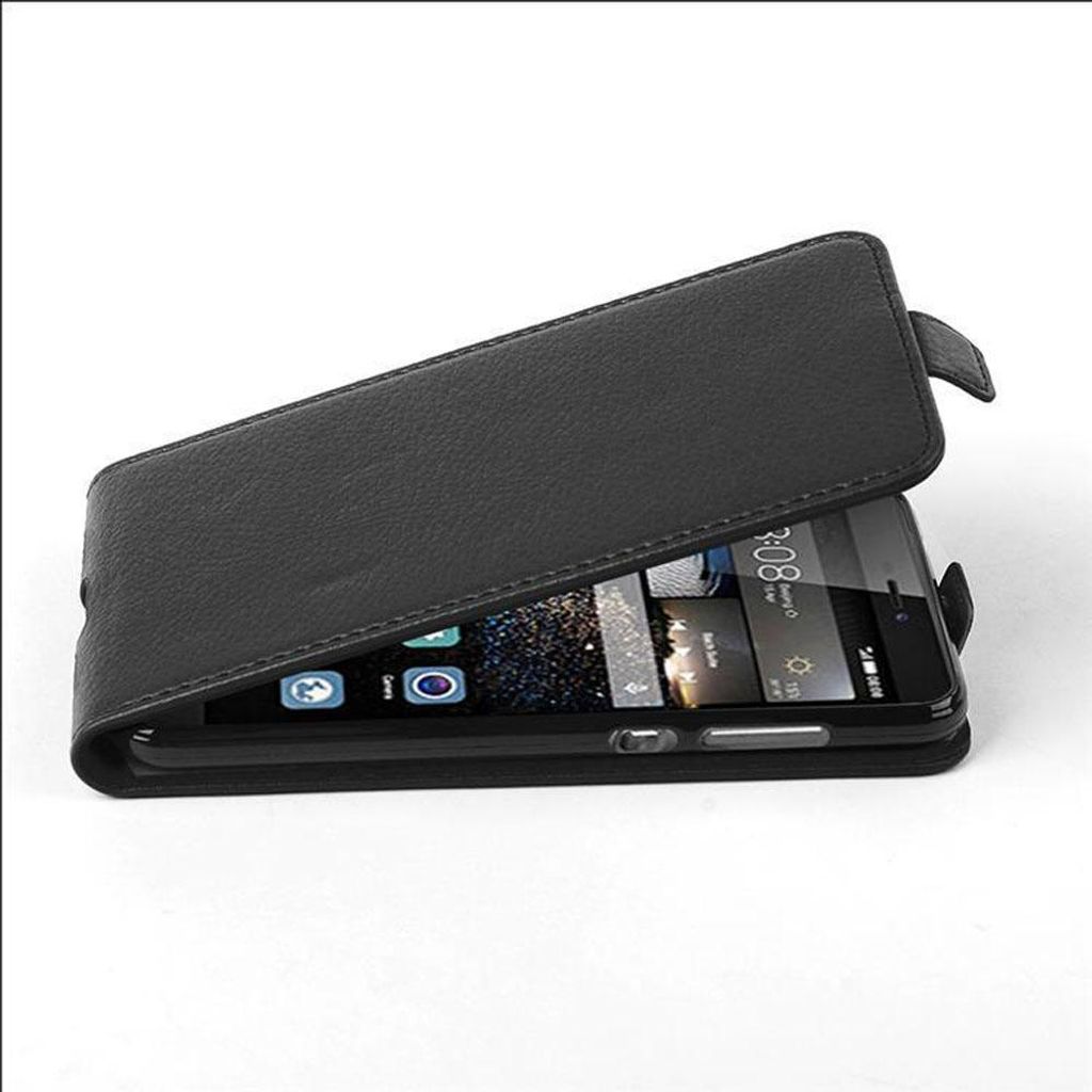 Cadorabo Schutzhülle für Huawei P8 LITE 2017 / P9 LITE 2017 Hülle in Schwarz Flip Etui Handyhülle Case Cover Kunstleder