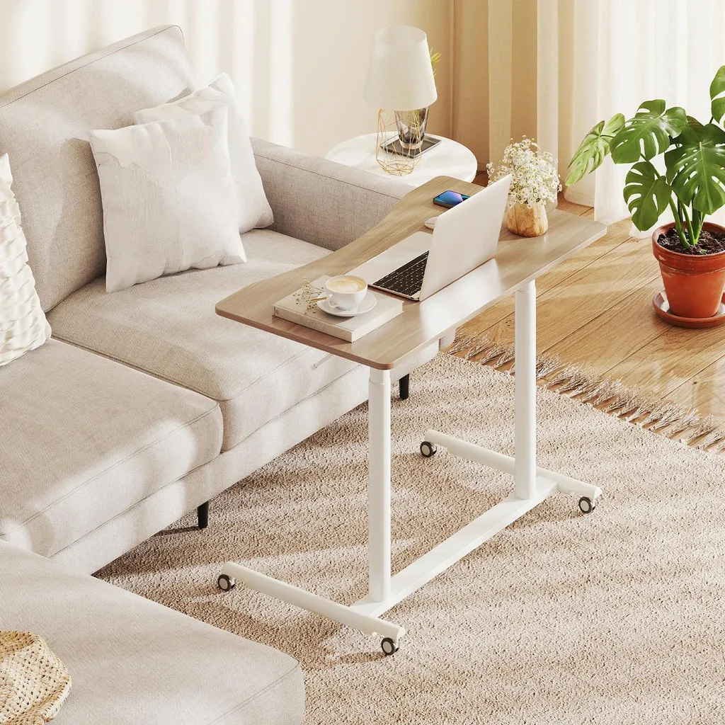 Table d'appoint mobile ajustable pour PC portable - Structure bois Kaki - 2