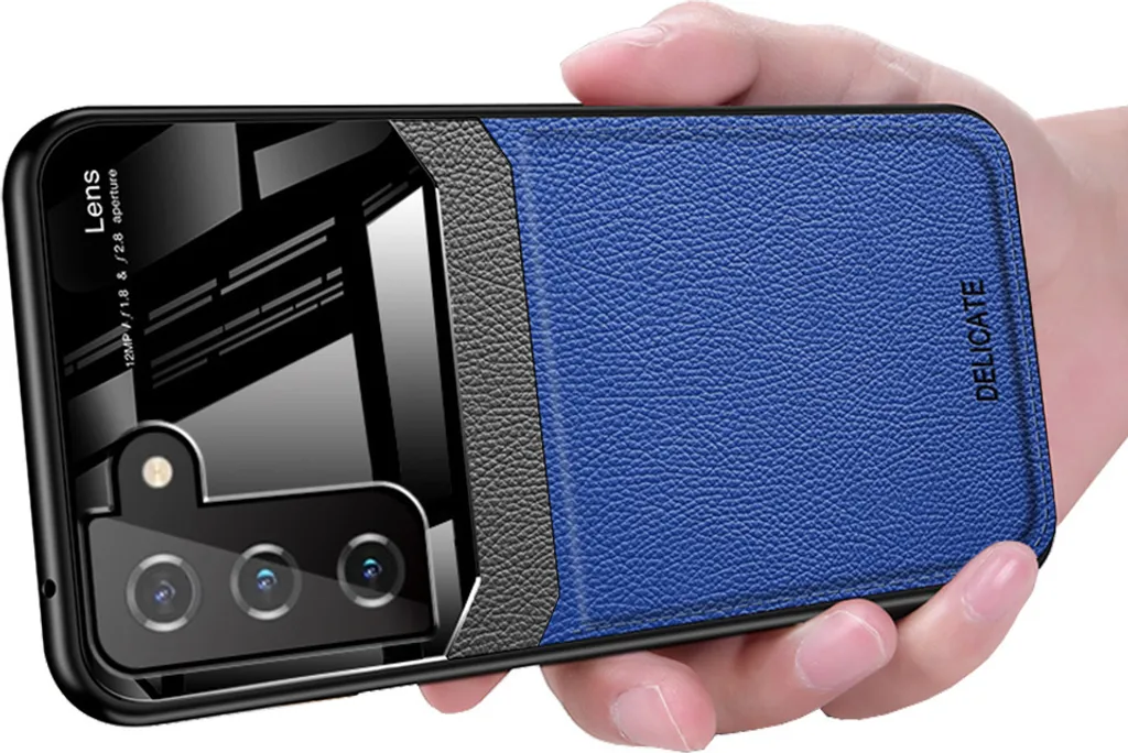 Custodia Ibrida Samsung Galaxy S21 5G - TPU & Pelle Litchi Blu