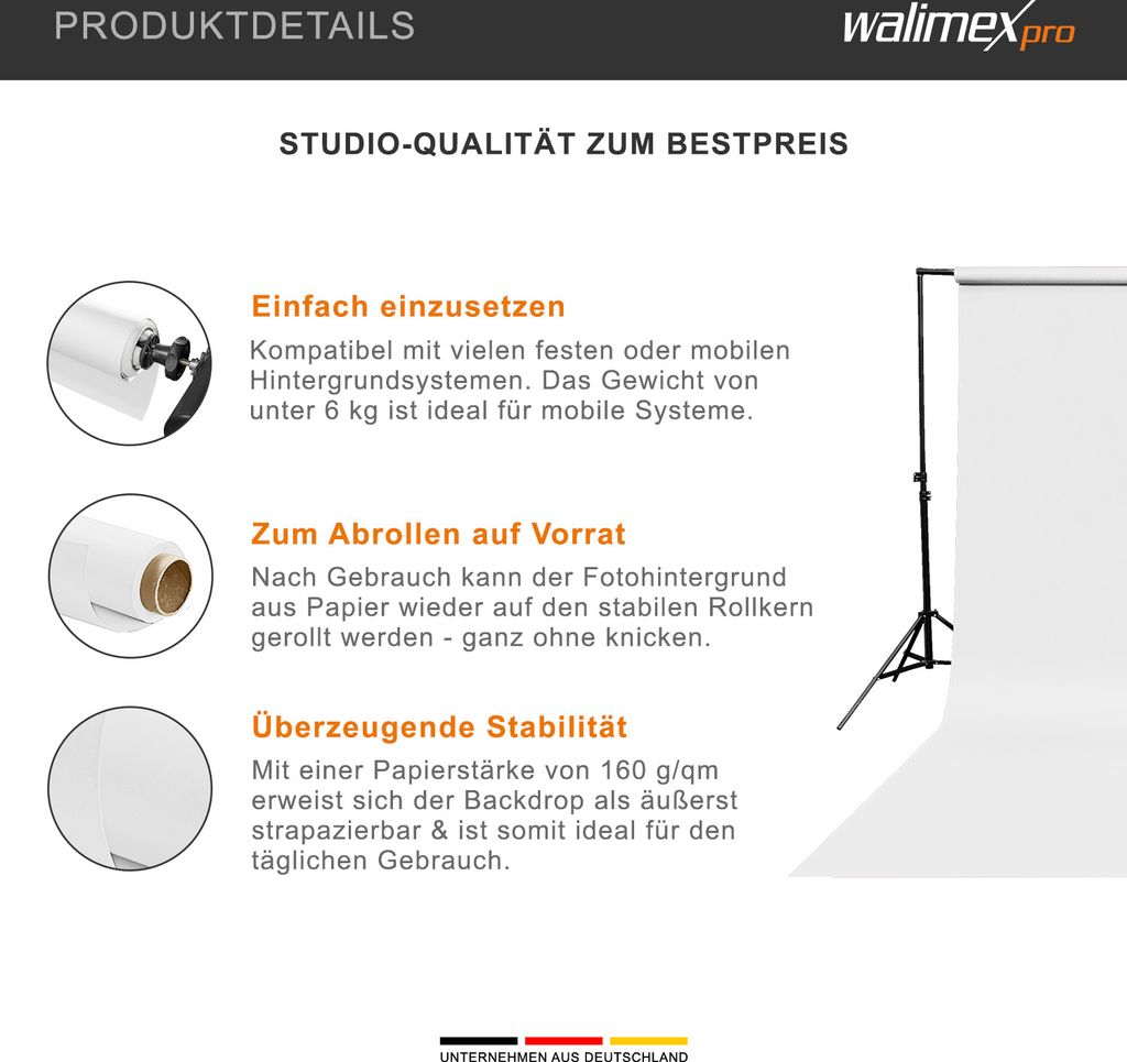 Walimex pro pozadí karton 2,72x10m, bílý (1022938) Obrázek produktu 3