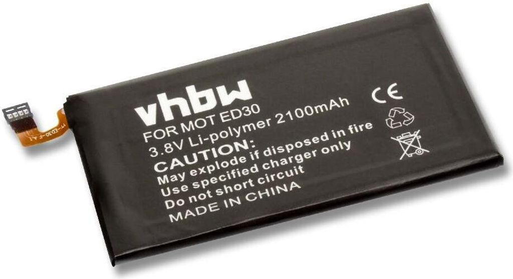 vhbw Akku kompatibel mit Motorola T1032, T1028PP, XT1031, XT1008, T1028, XT1033, XT1032, XT1036 Handy Smartphone Telefon (2100 mAh, 3,8 V, Li-Polymer)