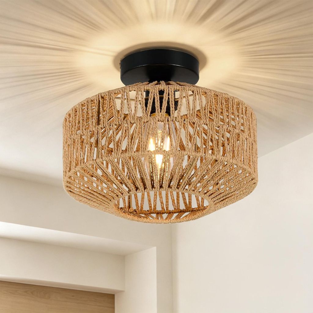 JDONG Deckenleuchte aus Rattan, Ø30CM,Boho Pendelleuchte Produktbild 