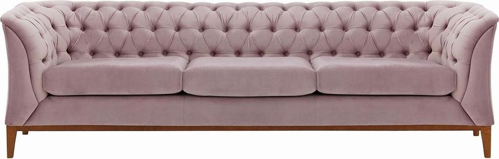 Dreisitzer-Sofa Chesterfield Modern Wood aus medizinischem Schaumstoff-Velluto 14-aveo