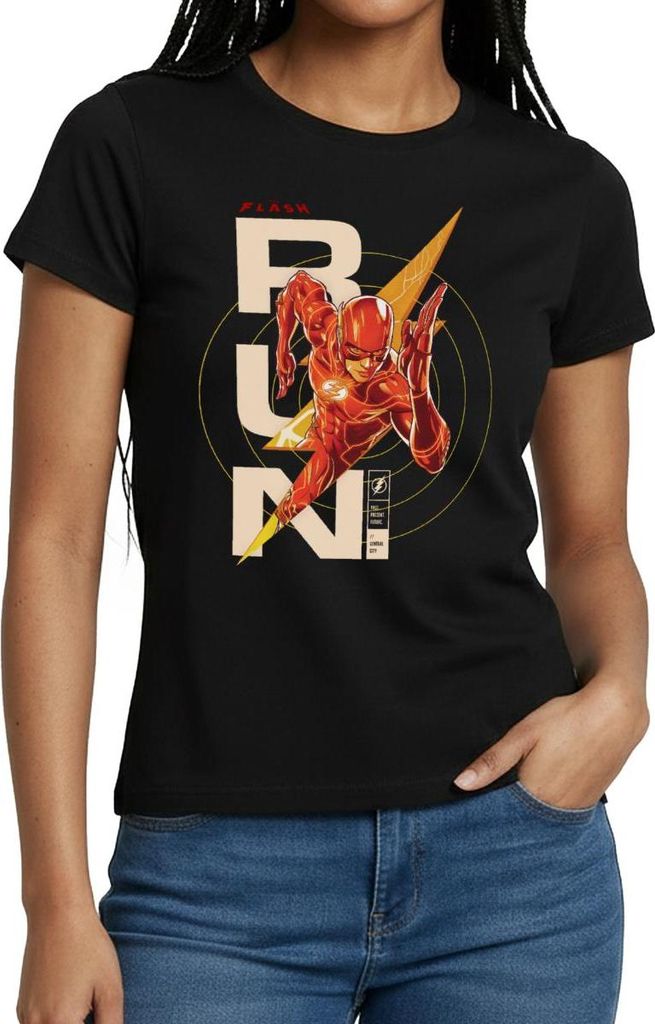 Spreadshirt The Flash Speedster RUN Frauen T-Shirt, L, Schwarz