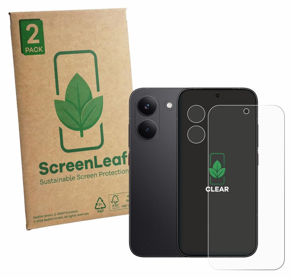 2x ScreenLeaf Schutzfolie für Xiaomi Poco X8 Pro Iron Man Edition (Display+Kamera) nachhaltiger Displayschutz Display Schutz Folie Klar Transparent