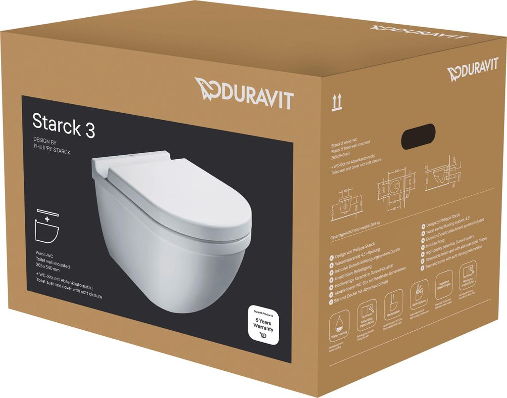 Ensemble wc suspendu Duravit Starck 3, fixation dissimulée, Immagine del prodotto 