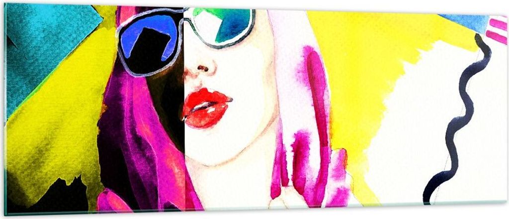 Bilder auf glas - Frau Modell - 140x50cm - Glasbilder - Wandbilder - Bilder - Kunstdruck - zum Aufhängen bereit - Wanddekoration aus Glas - Glas B...