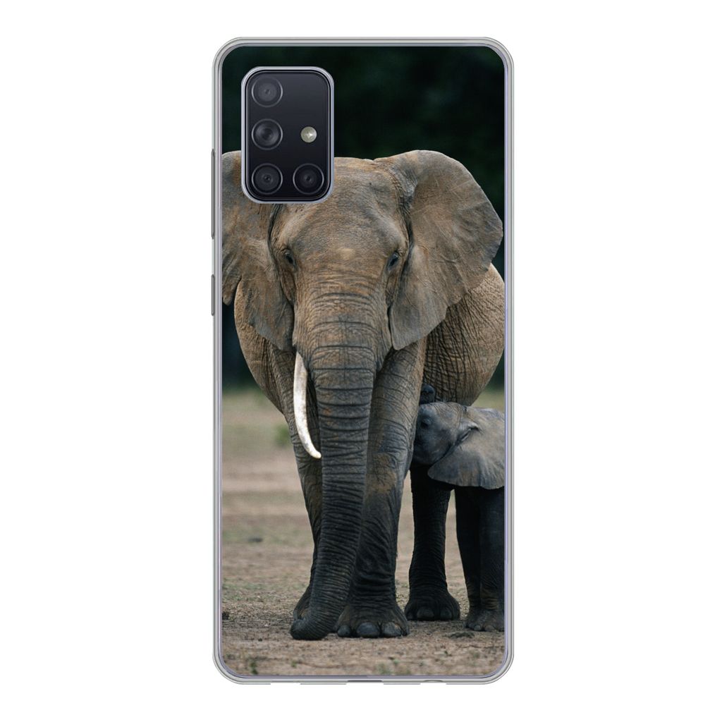 MuchoWow Handyhülle Schutzhülle Hülle für Samsung Galaxy A51 Elefant - Tiere - Flachland - Natur Silikon Softcase Handy Hülle - Schutzabdeckung