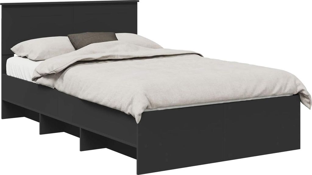 Bettrahmen mit Kopfteil Schwarz 137 x 203 cm Holzwerkstoff