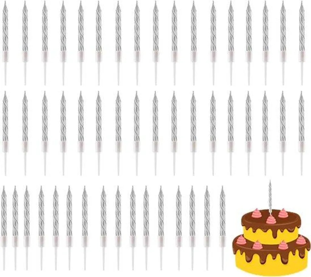 Bougies gâteau spirale effet doré métallique - Lot de 50 pièces chic