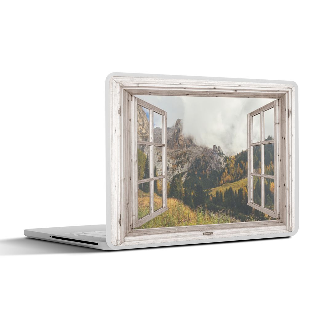 MuchoWow Laptop Aufkleber Sticker Cover Aussicht - Wald - Herbst 25x18 cm - Laptop-Deko