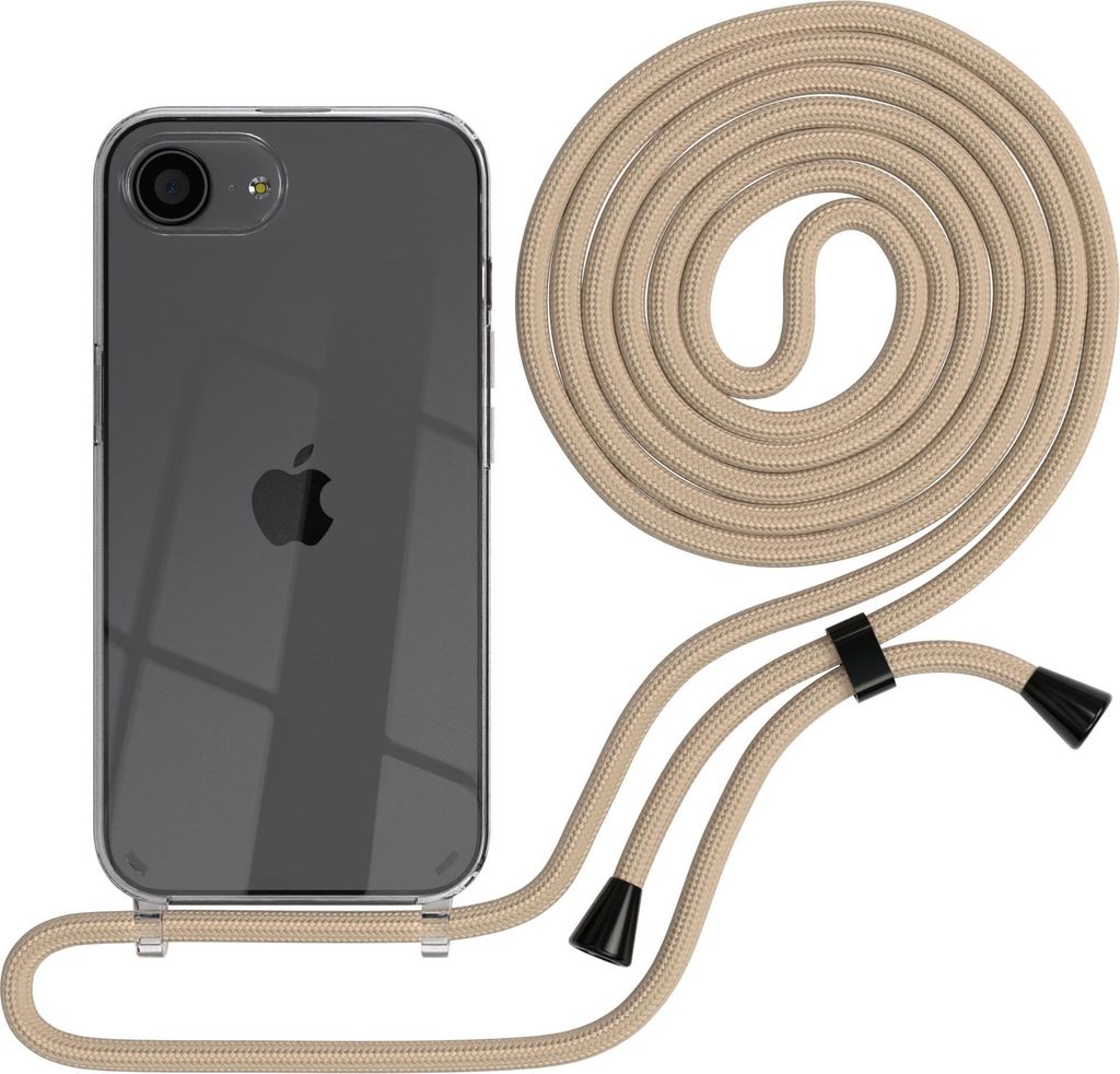 EAZY CASE Handykette mit Hülle für Apple iPhone 16e Backcover Handykette, zum Umhängen in Taupe