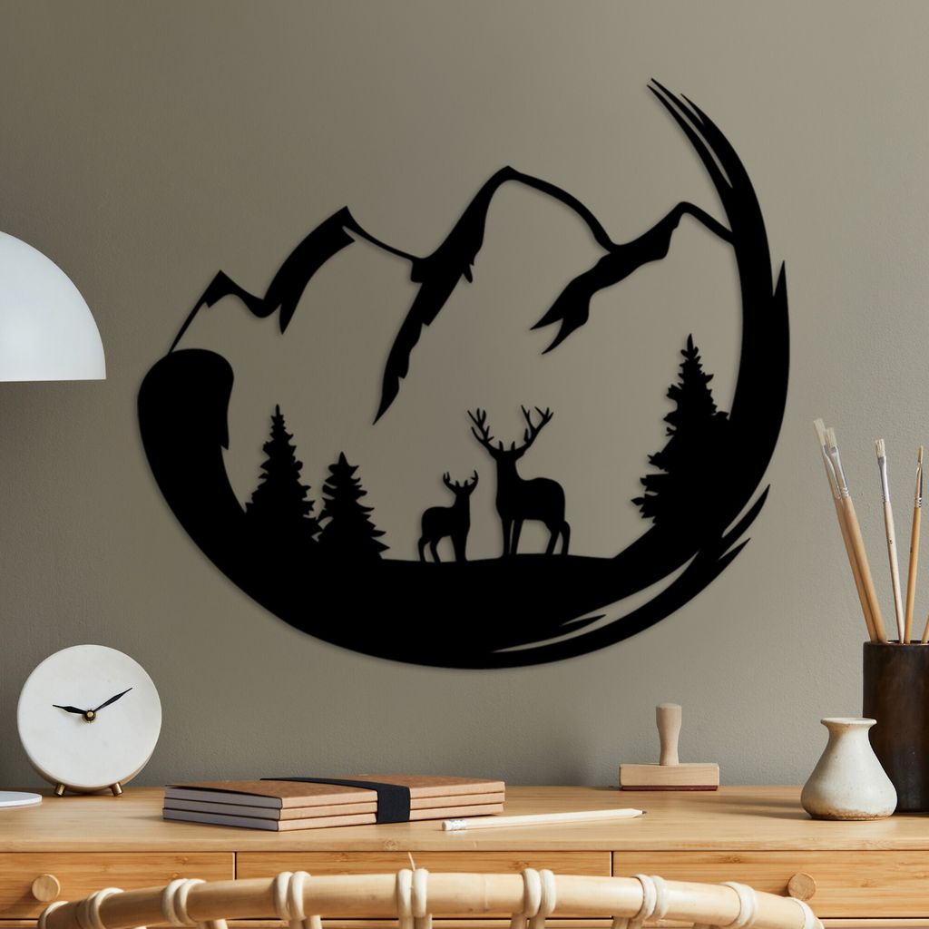 Wallity, Mother And Son 2, Dekoratives Wandaccessoire aus Metall, Schwarz, 100 % METALL, 49 x 53 cm