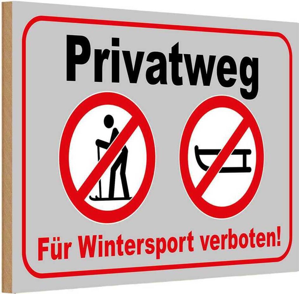 vianmo Holzschild 12x18 cm Privatweg Wintersport verboten Produktbild 