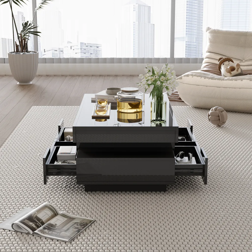 Table basse moderne pour salon avec LED et rangements spacieux - 4
