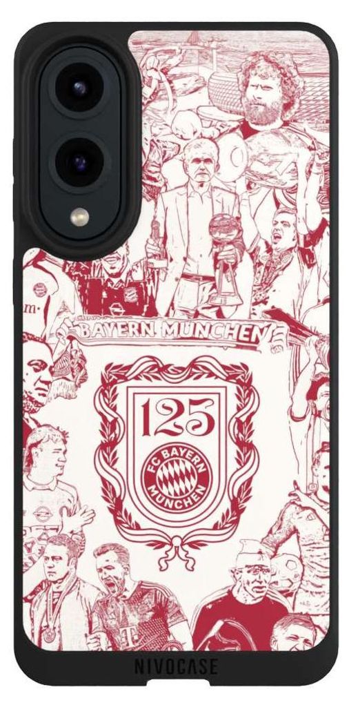 NIVOCASE Handyhülle für Samsung Galaxy S25 Edge Hülle NIVOpure Case Schwarz FC Bayern München Offizielles Lizenzprodukt FCB 125 Jahre
