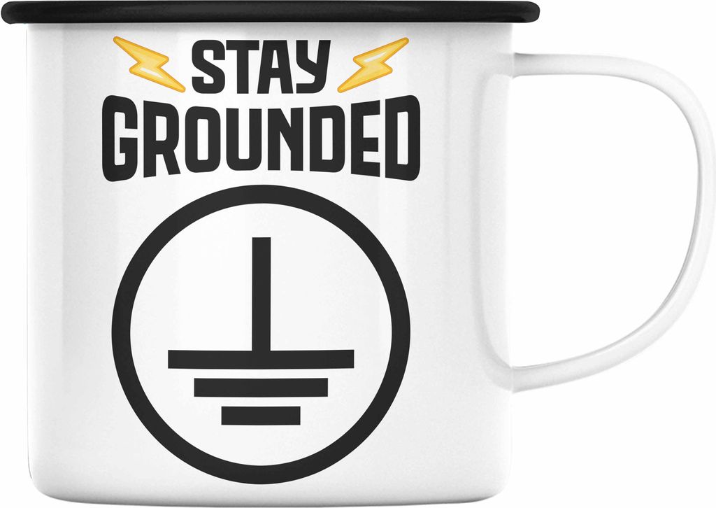 Trendation - Elektriker Emaille Tasse Spruch Sprüche Männer Geschenk Lustig Gadget Geschenke Kaffeebecher (Schwarz)